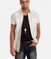 Work vintage shirt, solid shirt collar short sleeve